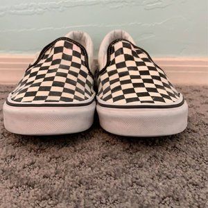 Black and White checkered slip on vans